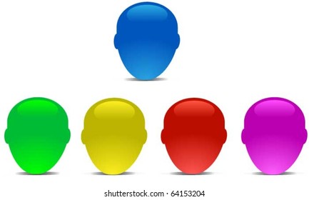 Set of head icons in color