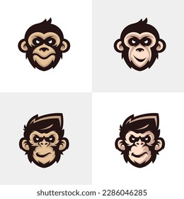 Set von Head Monkey Mascot Logo Vorlage Vector. Vektorgrafik für kreatives Monkey-Logo