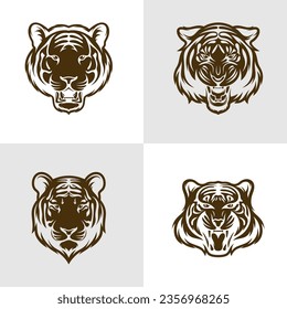 Set of Head Tiger vector illustration design. Head Tiger logo design Template.