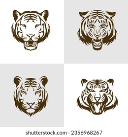 Set of Head Tiger vector illustration design. Head Tiger logo design Template.