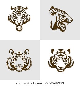 Set of Head Tiger vector illustration design. Head Tiger logo design Template.