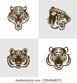 Set of Head Tiger vector illustration design. Head Tiger logo design Template.