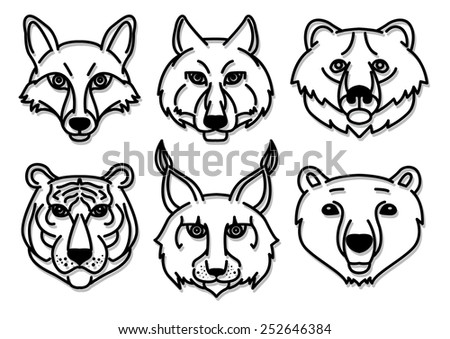 Set Head Wild Carnivores Stock Vector (Royalty Free) 252646384