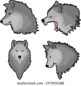 Set the head of wolf vector illustration