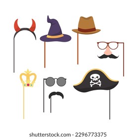 Set of headbands for carnival flat style, vector illustration isolated on white background. Accessory for masquerade costume, decorative design element, party and celebration