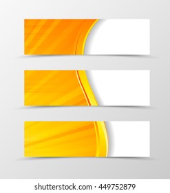 Set of header banner digital wave design with golden and red lines in orange color and futuristic shiny style. Vector illustration