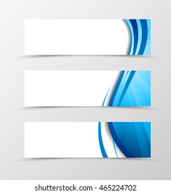 Conjunto de diseño de onda dinámica de Anuncio de cabecera con líneas azules en estilo suave dinámico. Ilustración vectorial