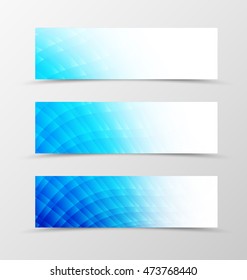 Set of header banner smooth design with blue mosaic in light style. Vector illustration