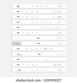 Set of Header templates for websites or apps. Modern minimal style design. 