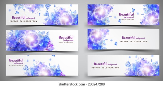 Set of headers. Abstract spots and light.