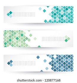 Set of headers with medical crosses - vector illustration