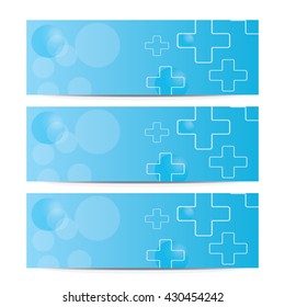 Set of headers with medical crosses - vector illustration