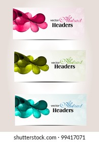 Set of headers or website banner with abstract floral design work on light color background . EPS 10