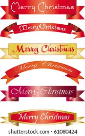 Set of headlines with "Merry Christmas" text, vector illustration