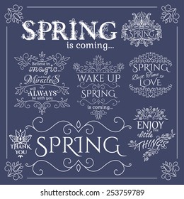 Set of headlines with Spring Quotes. Vector illustration