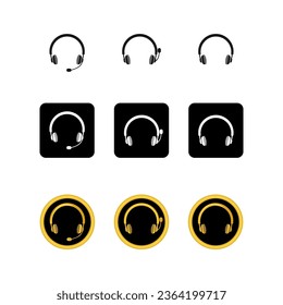 set of headphone icon and headset icon for support or service icon logo symbol isolated on white background. 