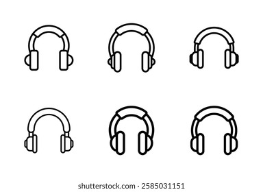 Set of headphone icon symbol vector on white background.