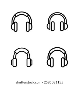 Set of headphone icon symbol vector on white background.