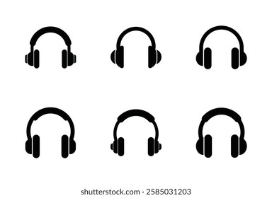 Set of headphone icon symbol vector on white background.