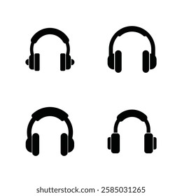 Set of headphone icon symbol vector on white background.