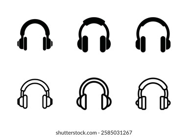 Set of headphone icon symbol vector on white background.