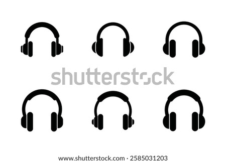 Set of headphone icon symbol vector on white background.
