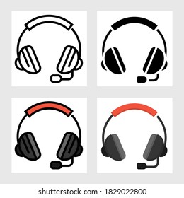 Set von Headphone Symbol Vektordesign in gefüllt, dünne Linie, Umriss und flachen Stil.
