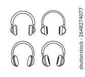 A set of headphone line art icon vector illustration