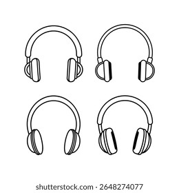 A set of headphone line art icon vector illustration