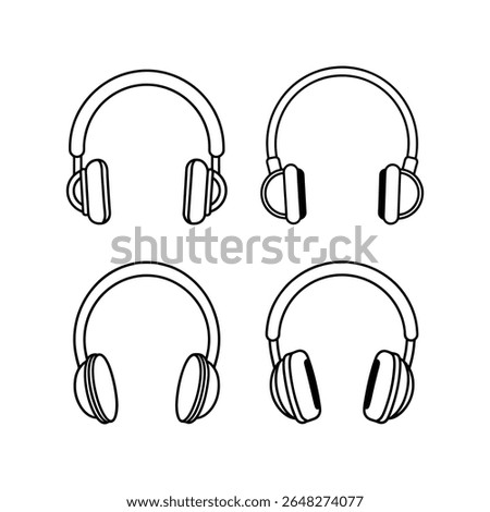 A set of headphone line art icon vector illustration