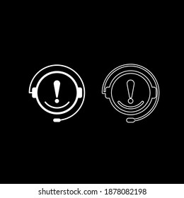 Set of headphone with microphone. flat style modern logotype. Chat support