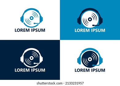 Set of headphone music logo template design vector