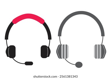 Set of headphone vector illustration on white background black headphones flat icon