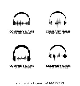 conjunto de silueta vectorial de auriculares