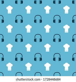 Set Headphones and Chef hat on seamless pattern. Vector