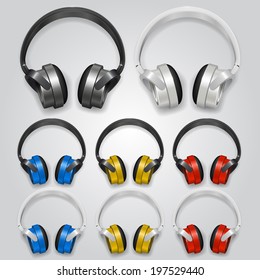 Set headphones color. Vector