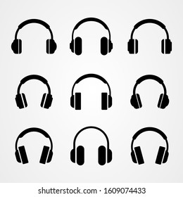 Set of headphones icon symbol vector illustration.