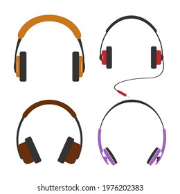 Set of headphones isolated on white background. Vector illustration. Icon, sign, design element.