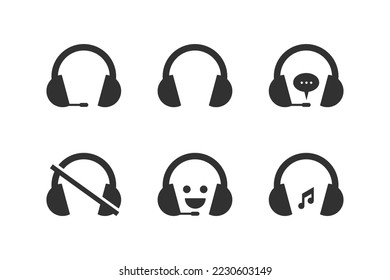 set of headphones vector icon isolated on white background
