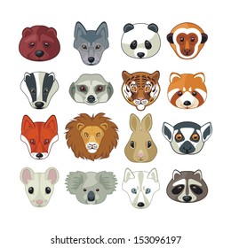 Set with heads of various wild animals