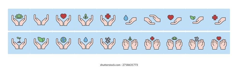 conjunto de Healing Hands ilustração de vetor