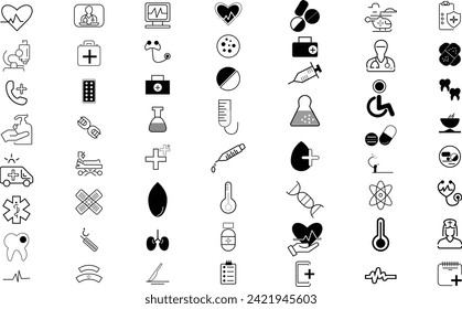 Set of health care and Medical icons collection with white background. Vector illustration.