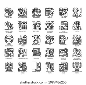 Conjunto de iconos perfectos de línea delgada y píxel para cualquier proyecto web y de aplicación. 