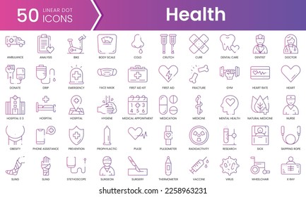 Set of health icons. Gradient style icon bundle. Vector Illustration