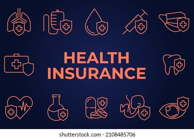 Set of health insurance icon. Medical pack symbol template for graphic and web design collection logo vector illustration