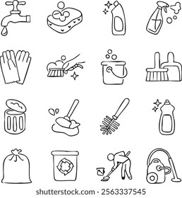 Set of healthcare cleaning icons isolated vector illustration 