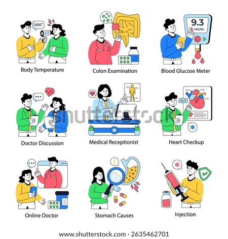 Set of Healthcare Flat Illustrations