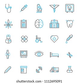 set of healthcare icons, with blue line, use for medical website or pictogram presentation asset, medicine, hospital, editable stroke, collection icon.