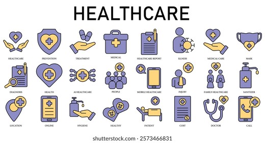 Set of Healthcare Icons or symbols Vector fully editable file