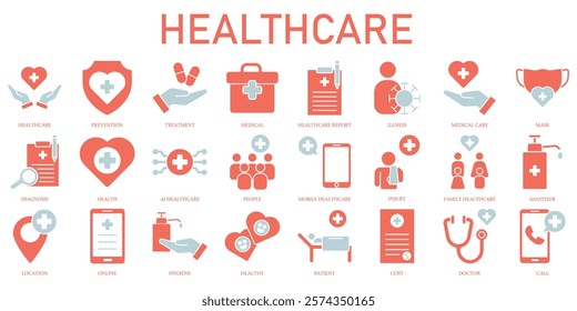 Set of Healthcare Icons or symbols Vector fully editable file